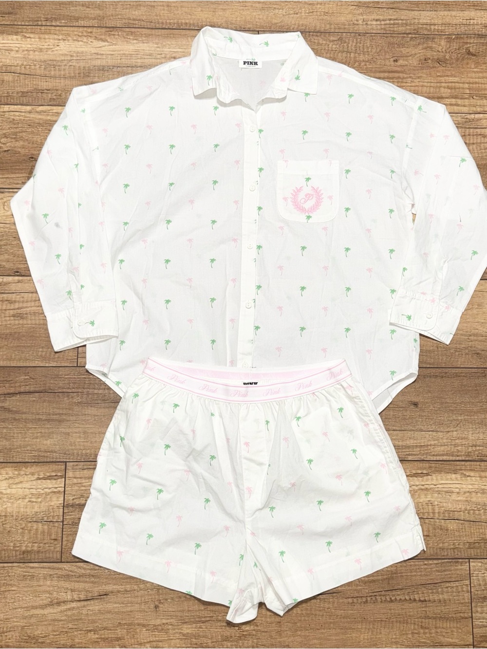 Victoria's Secret PINK Sleepwear Oversized Pajama Shirt & Shorts Set Womens M